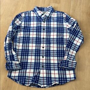 L.L. Bean Casual Blue and White Plaid Shirt